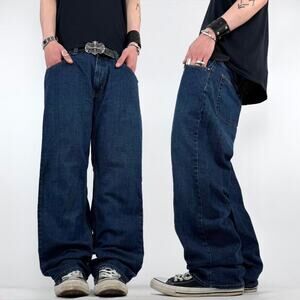 Vintage y2k baggy wide leg faded stonewash grunge archive jeans